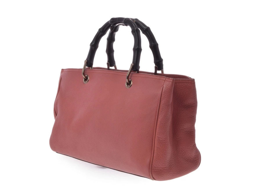 Gucci Strap Salmon Pink Bag Tote Shopper Leather Bamboo Pink
